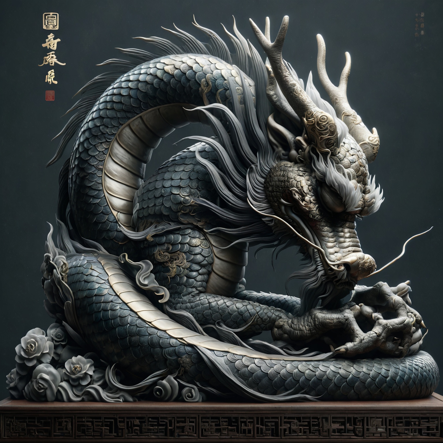 Chinese dragon in a sleeping posture,  head bowed,  dignified and introspective on Tensor.Art