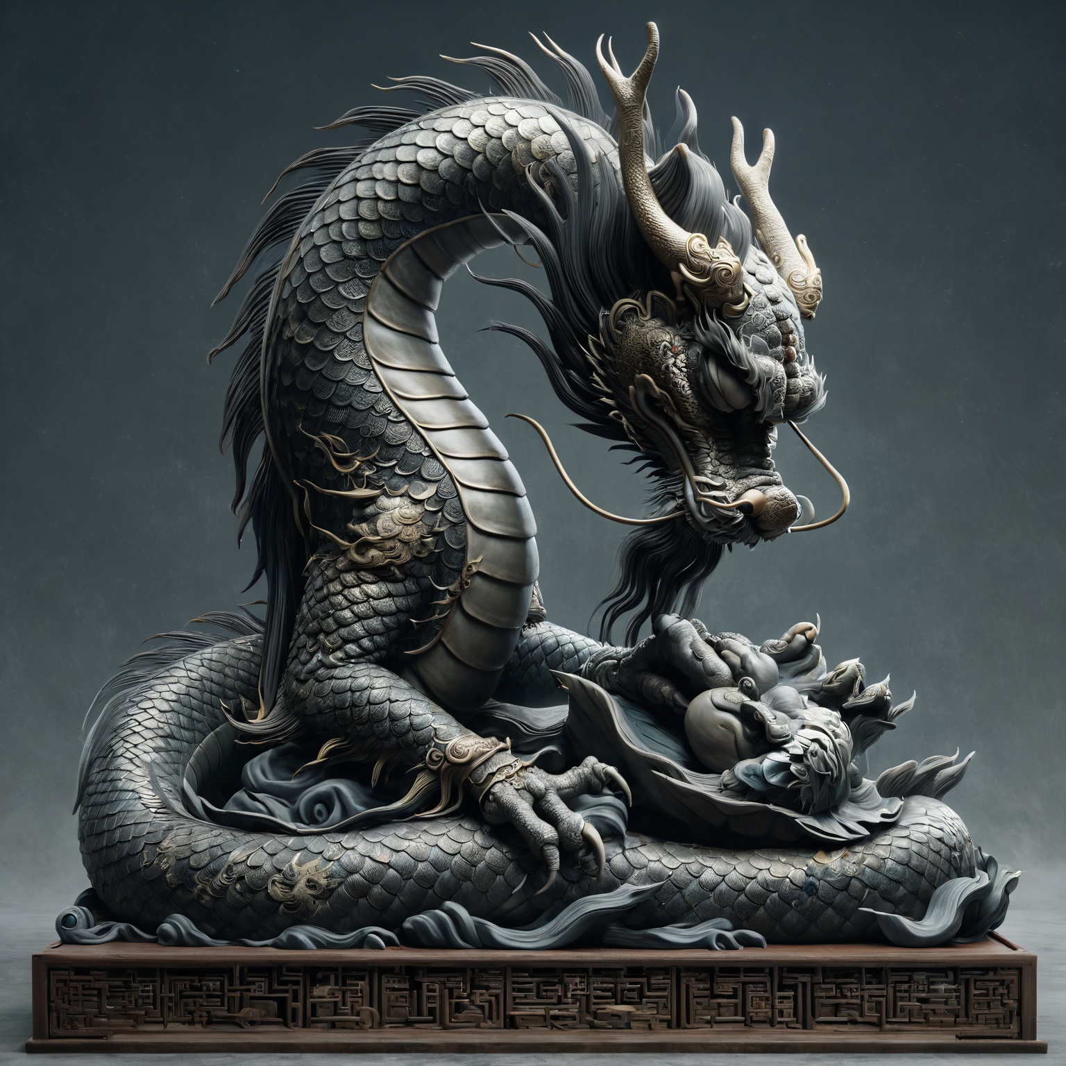 Chinese dragon in a sleeping posture,  head bowed,  dignified and introspective on Tensor.Art