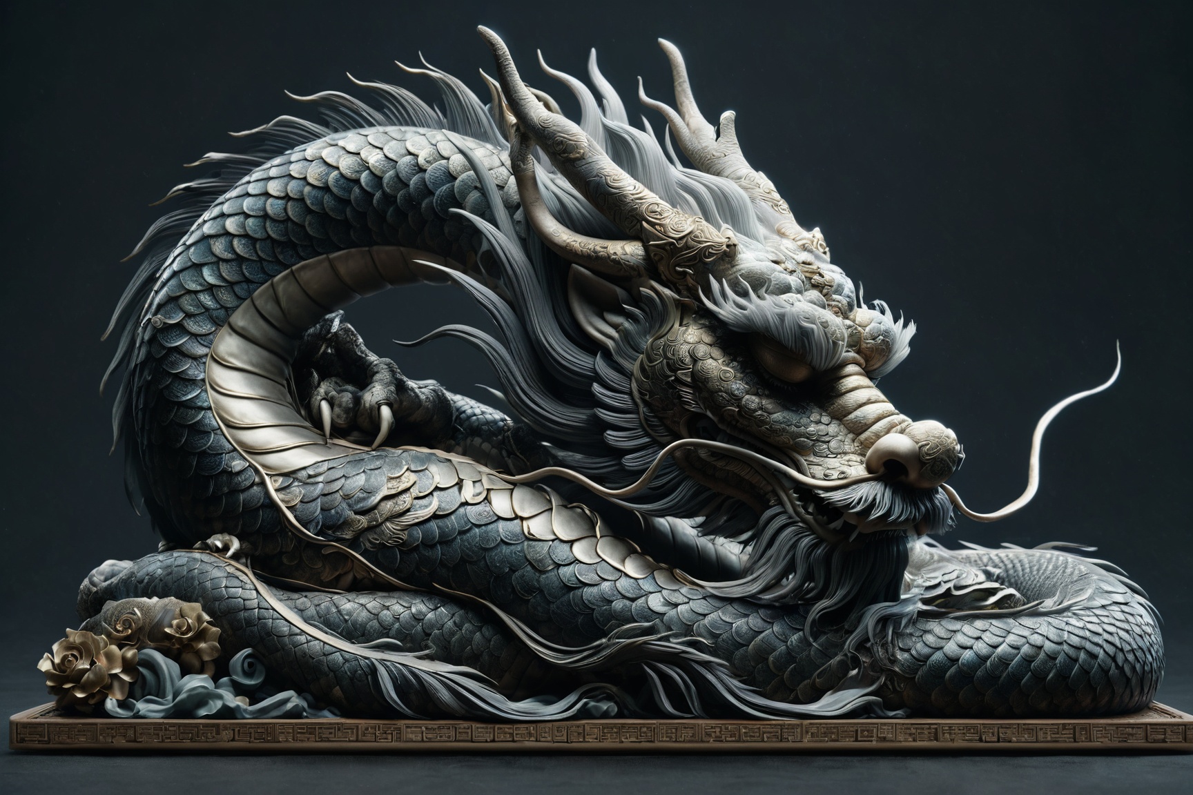 Chinese dragon in a sleeping posture,  head bowed,  dignified and introspective on Tensor.Art