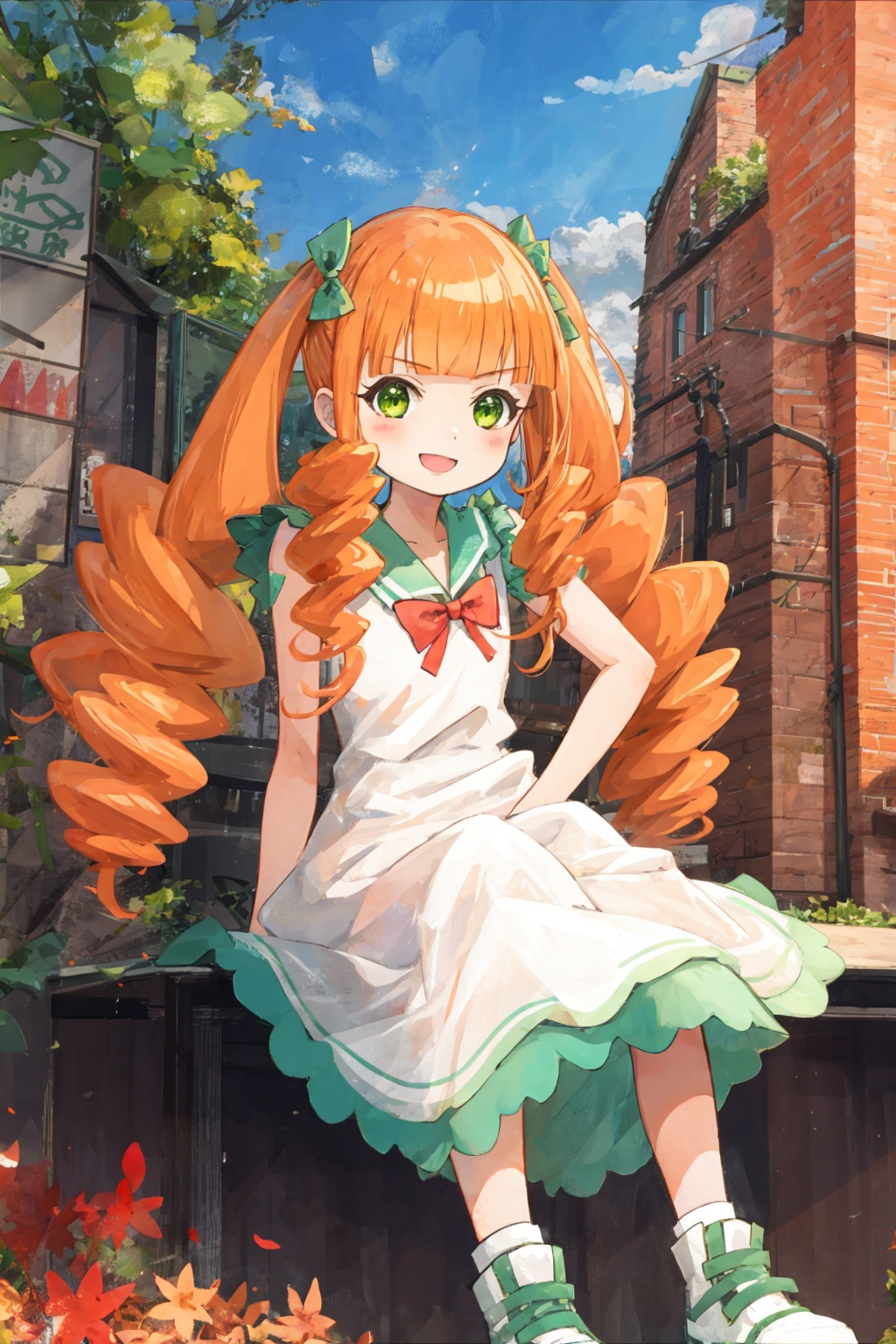pomponette,  green eyes,  long hair on Tensor.Art