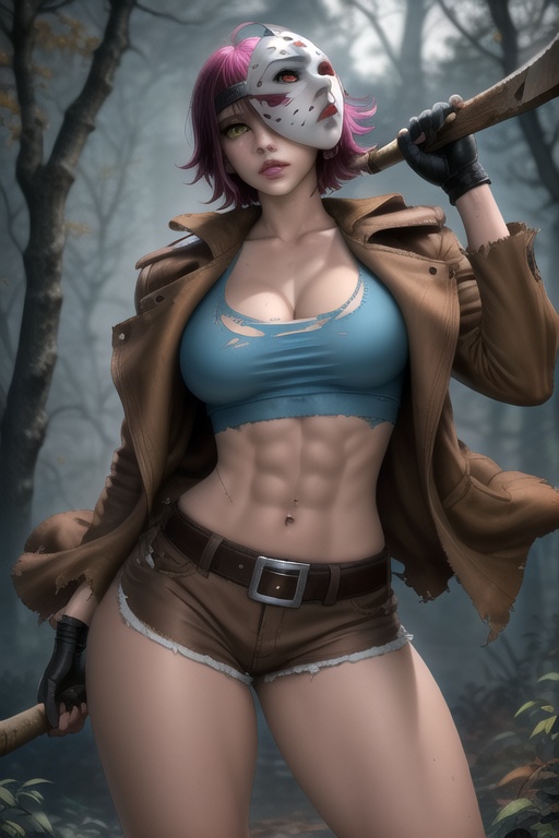 Jessica Voorhees is a beautiful and dangerous 25-year-old woman. She has short fuchsia hair,  yellow eyes,  beautiful face...