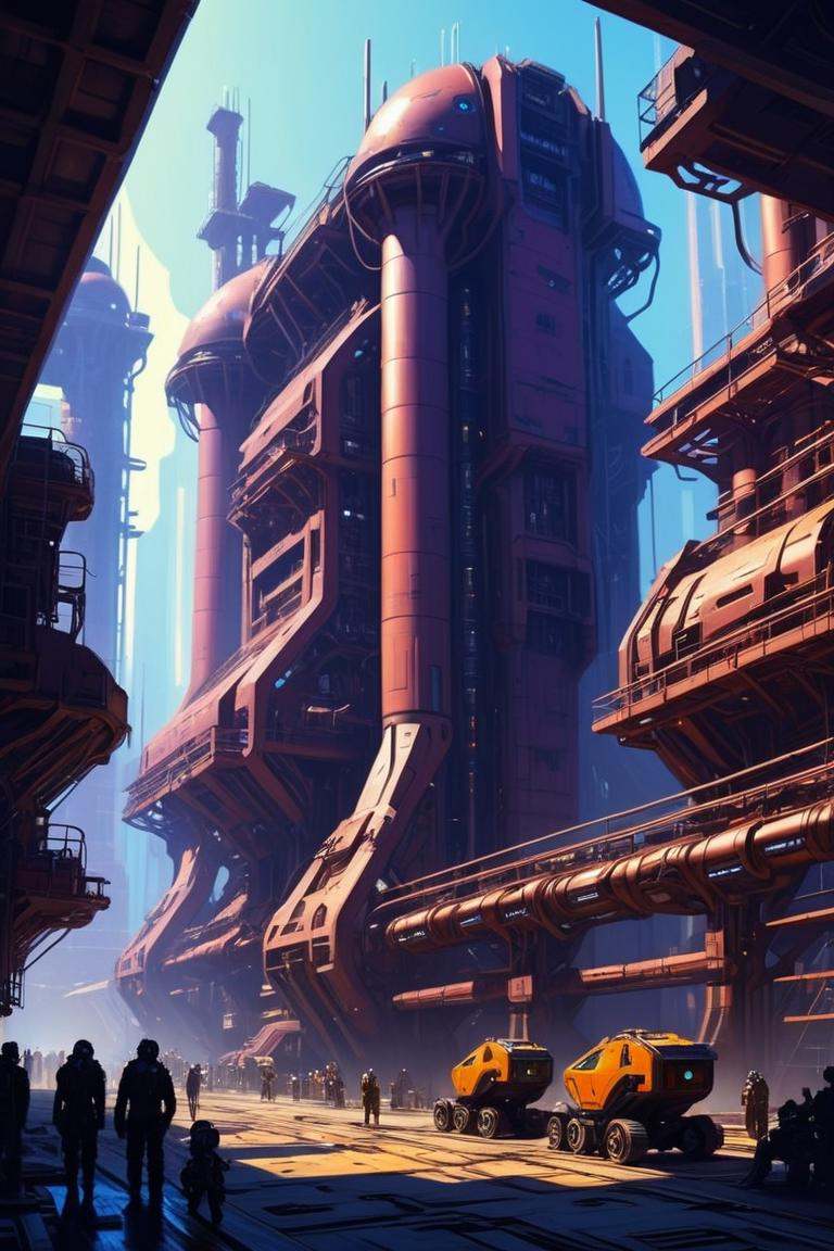The complex cyberpunk machinery factory is manufacturing future colonial spaceships., industrialbuilding,  rich light and shadow,  scifi,  realistic,<lora:EMS-61413-EMS:0.500000>,<lora:EMS-274228-EMS:0.500000>,<lora:EMS-283796-EMS:1.000000>