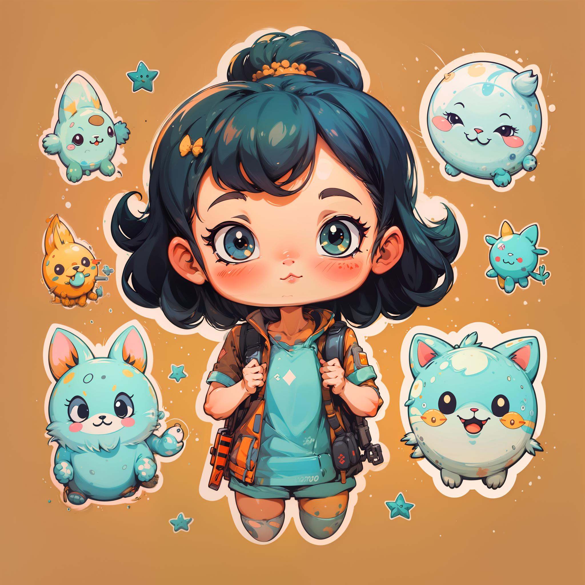 sticker,1girl, simple background,