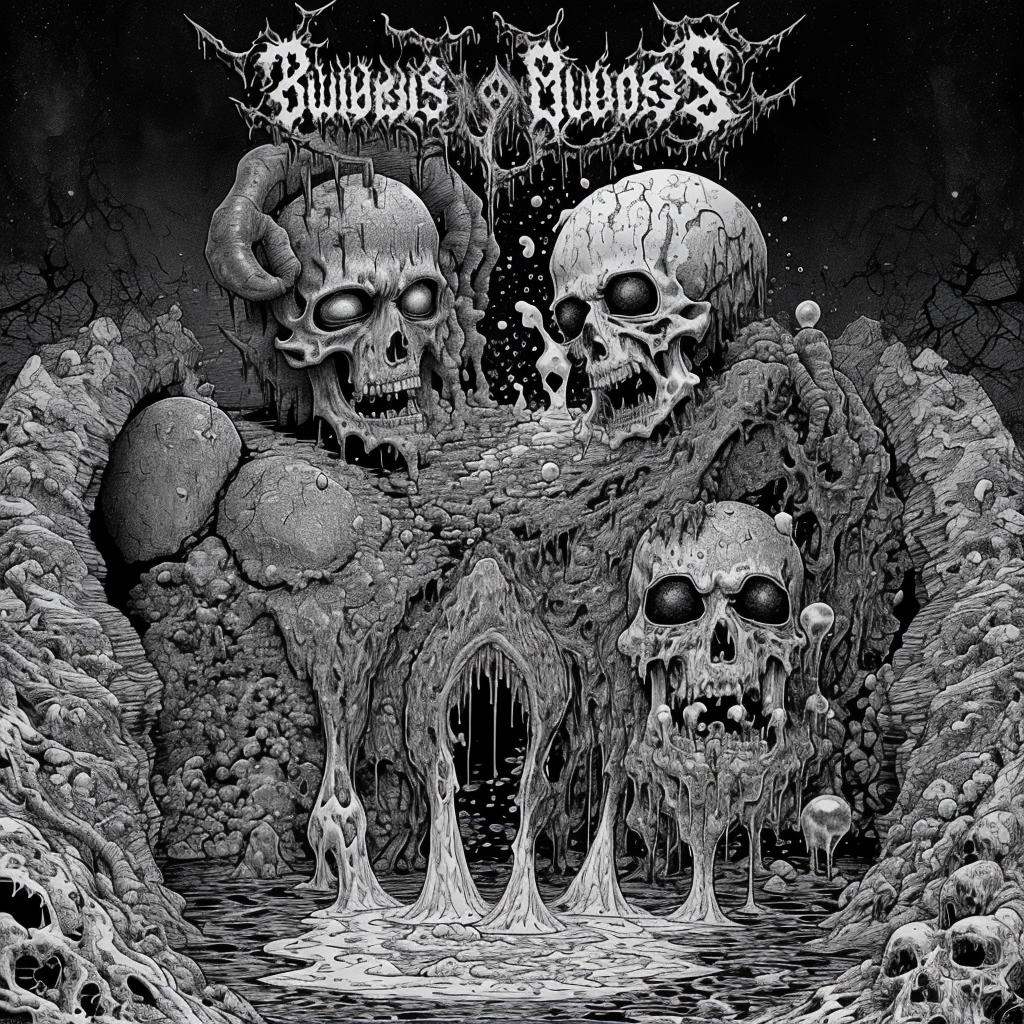 Skin begins to melt and tear away Disfiguring mutation of bubbling decay monochrome,  DEATHMETAL on Tensor.Art