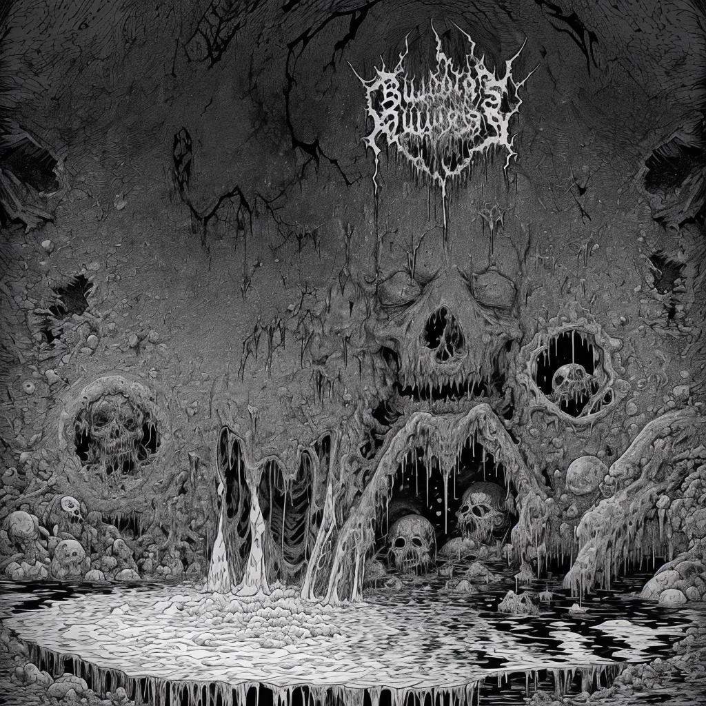 Skin begins to melt and tear away Disfiguring mutation of bubbling decay monochrome,  DEATHMETAL on Tensor.Art