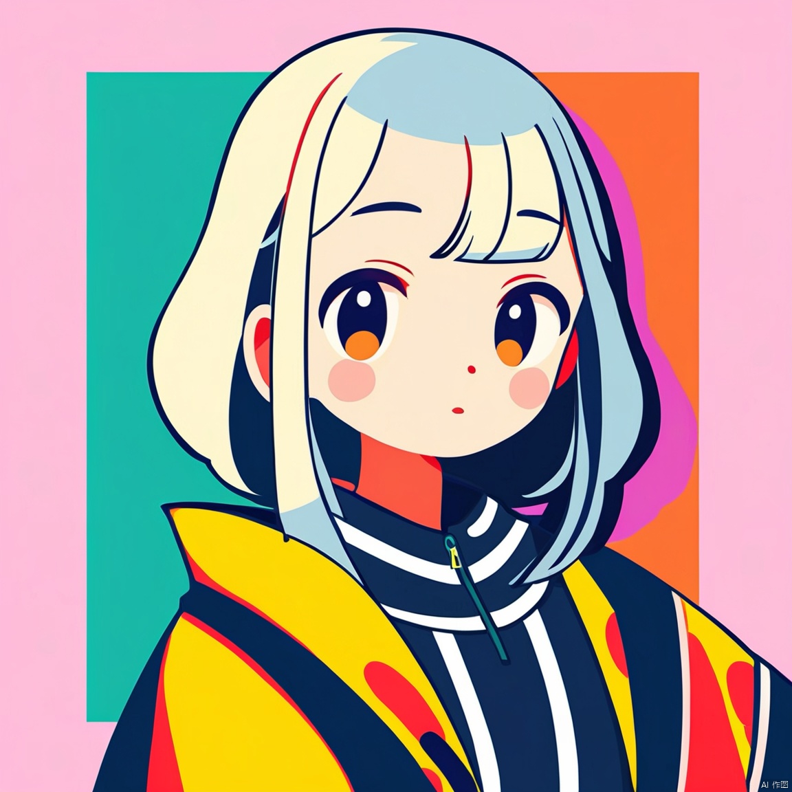 Flat illustration style,1girl
