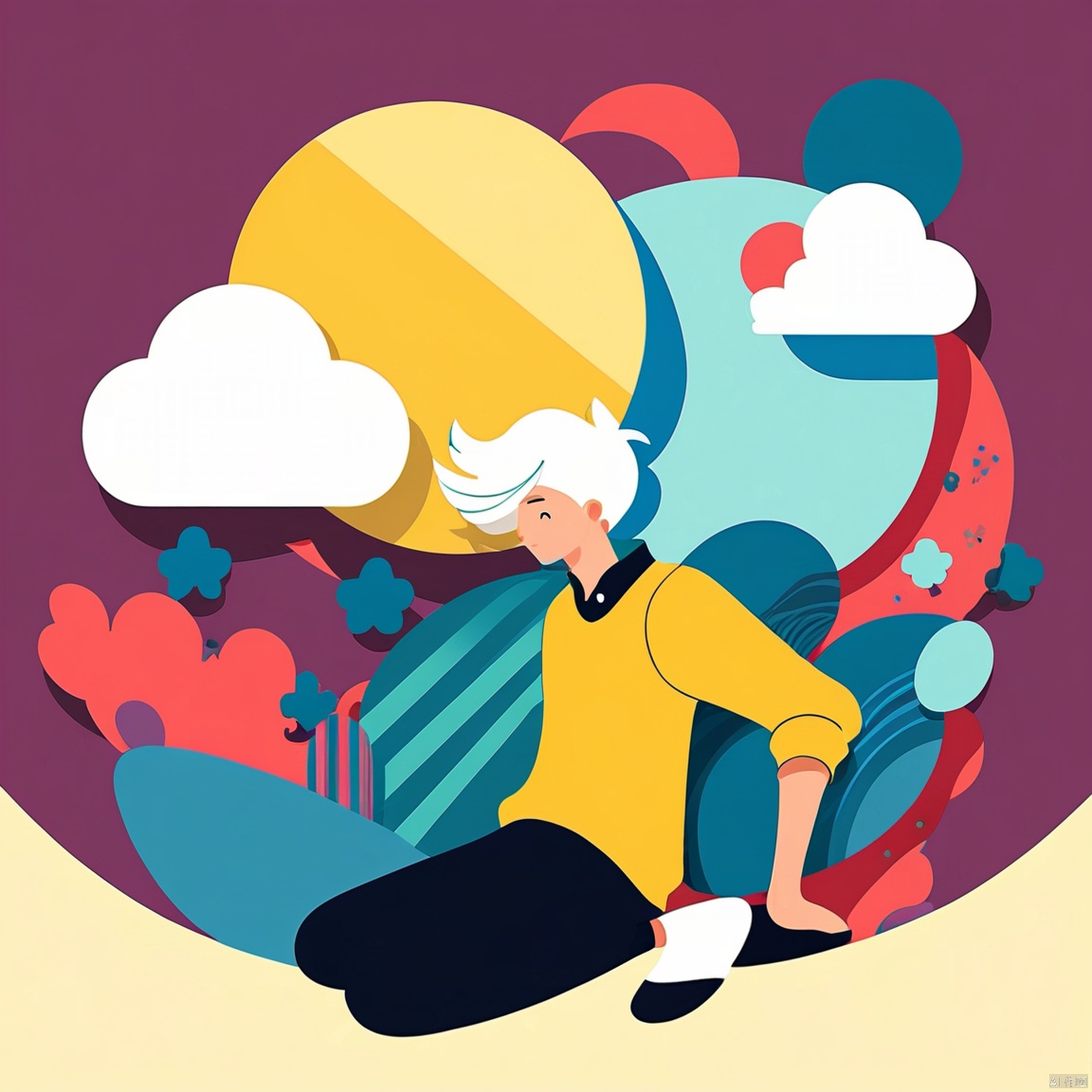 Flat illustration style,1boy