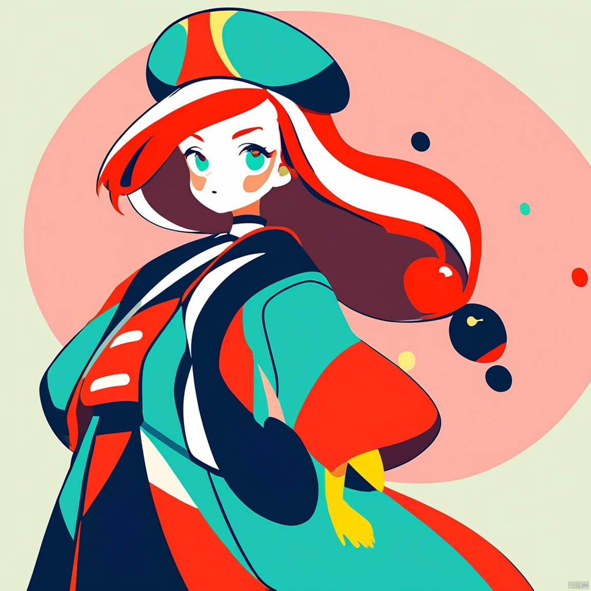Flat illustration style,Beautiful girl