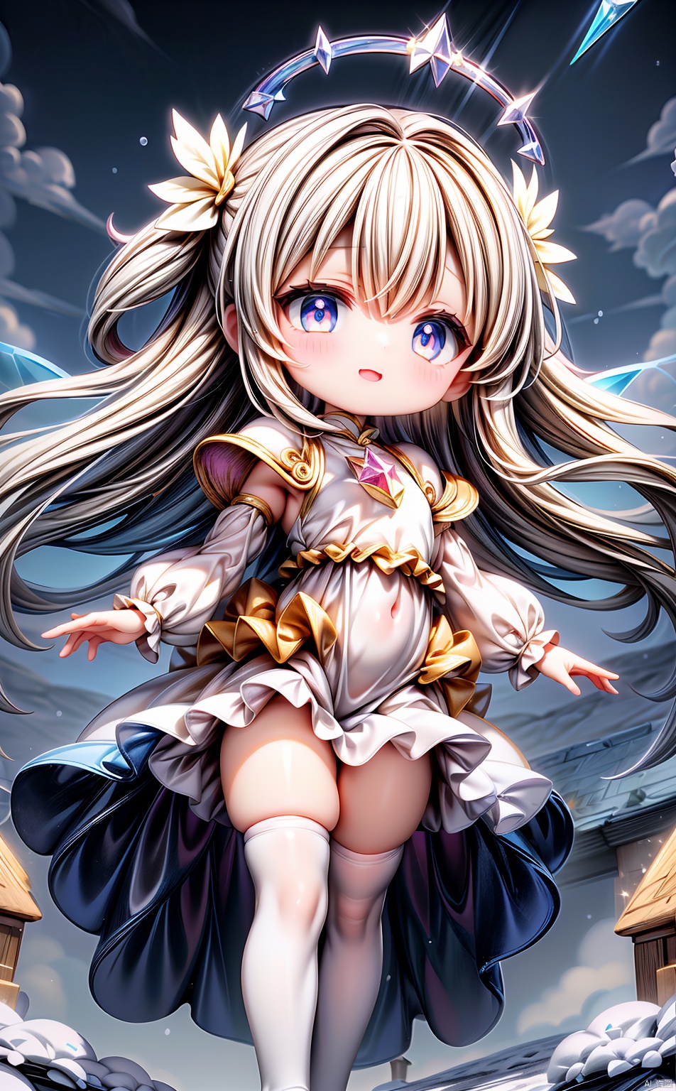  masterpiece,{{{best quality}}},(illustration)),{{{extremely detailed CG unity 8k wallpaper}}},game_cg,(({{1girl}})),{solo}, (beautiful detailed eyes),((shine eyes)),goddess,fluffy hair,messy_hair,ribbons,hair_bow,{flowing hair}, (glossy hair), (Silky hair),((white stockings)),(((gorgeous crystal armor))),cold smile,stare,cape,(((crystal wings))),((grand feathers)),((altocumulus)),(clear_sky),(snow mountain),((flowery flowers)),{(flowery bubbles)},{{cloud map plane}},({(crystal)}),crystal poppies,({lacy}) ({{misty}}),(posing sketch),(Brilliant light),cinematic lighting,((thick_coating)),(glass tint),(watercolor),(Ambient light),long_focus,(Colorful blisters),ukiyoe style