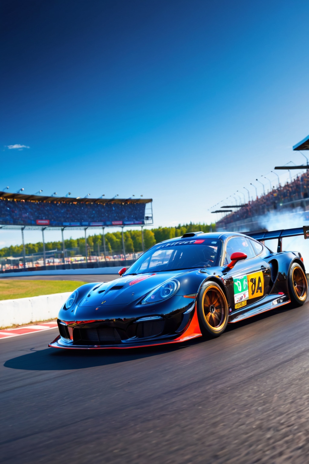 speeding down the track,  dynamic motion blur,  shiny metallic paint job on Tensor.Art