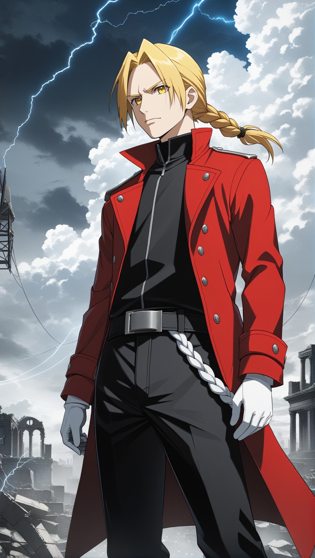 Hyper-detailed Anime of edward elric \(fullmetal alchemist\),  solo,  long hair on Tensor.Art