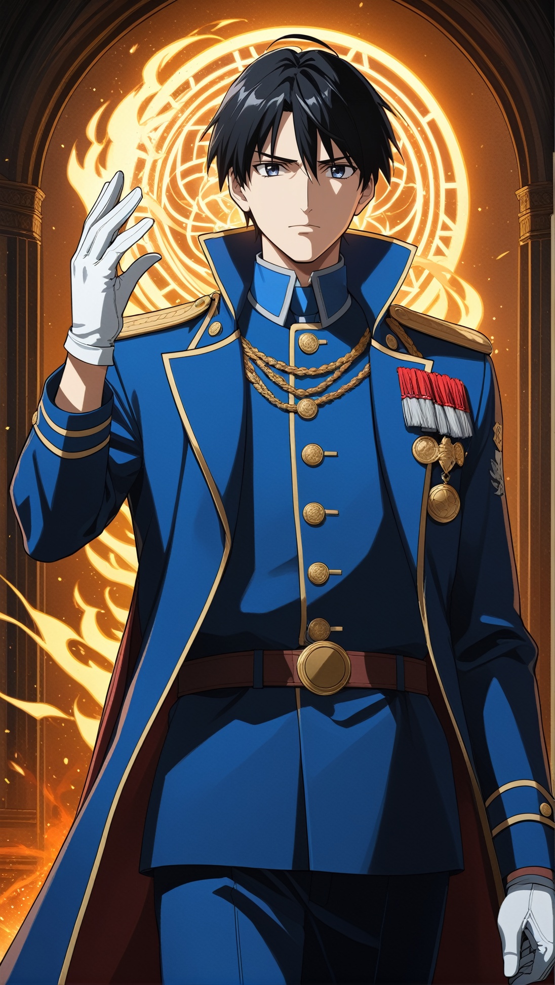Hyper-detailed Anime of Roy Mustang \(fullmetal alchemist\),  solo,  looking at viewer on Tensor.Art
