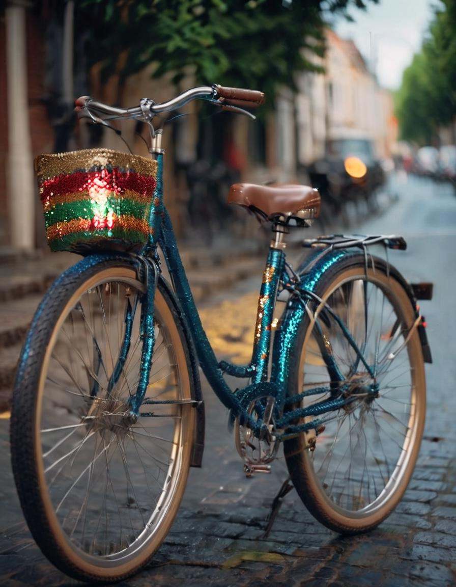 cinematic still fflix_sequin,  bicycle,  ground vehicle on Tensor.Art