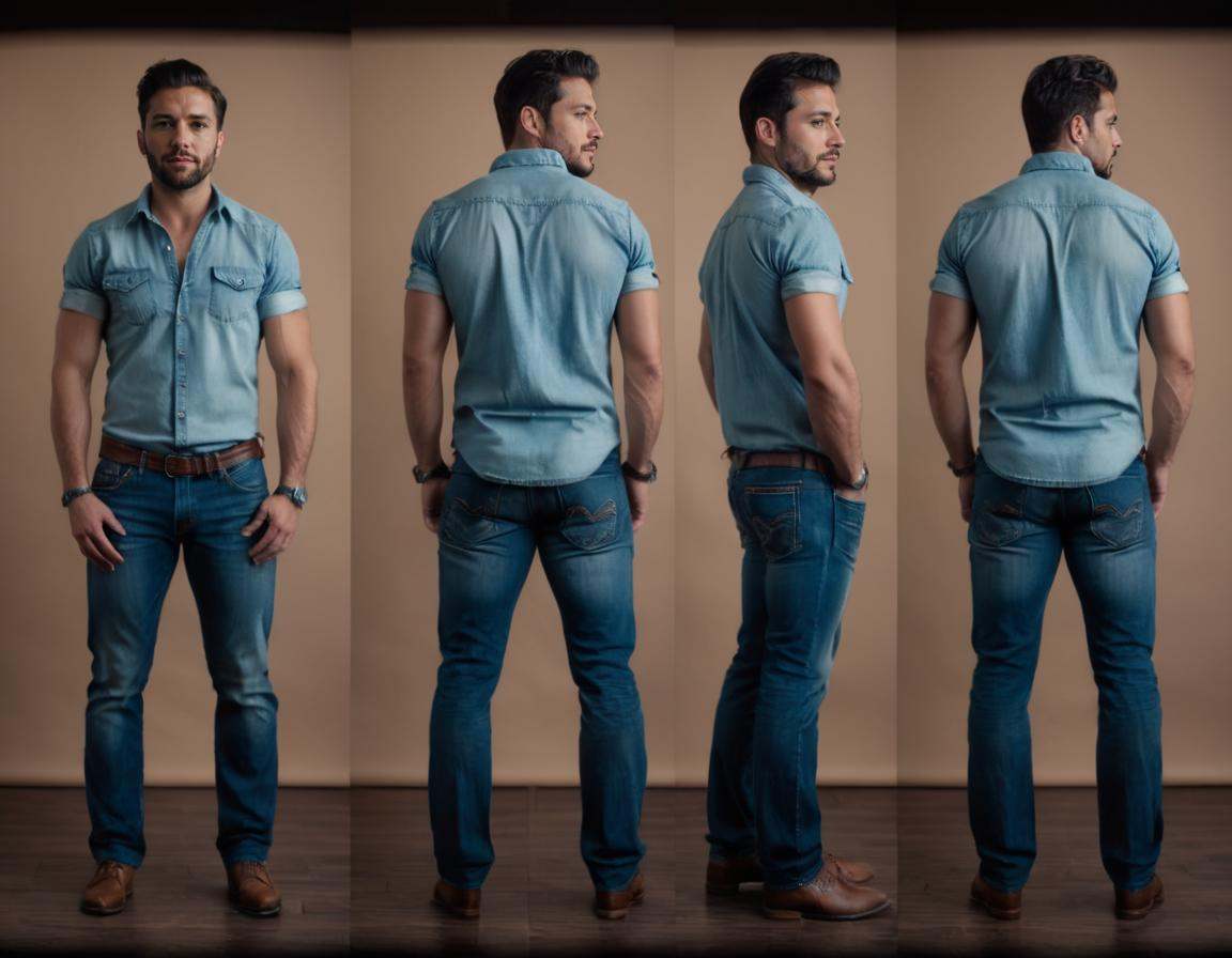 cinematic film still multiple views,  a man,  jeans on Tensor.Art