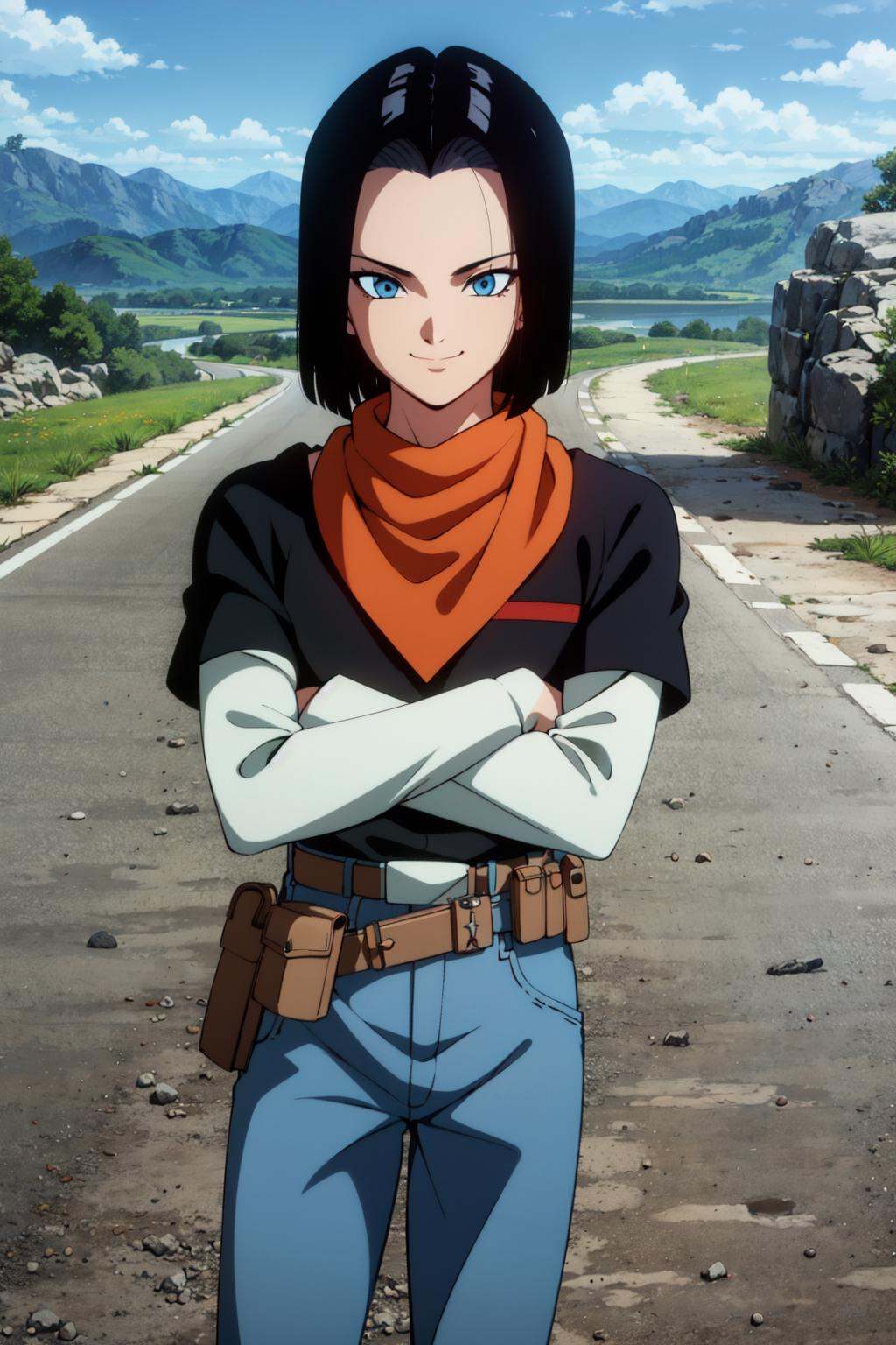 (finely detailed),  android 17,  cowboy shot by IndolentCat on Tensor.Art