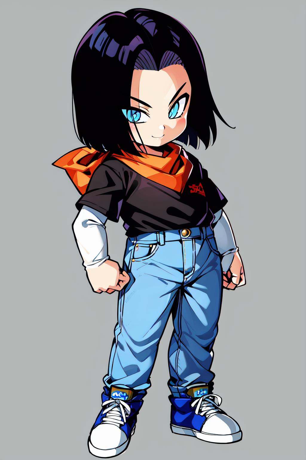best quality,  masterpiece,  chibi android 17 by IndolentCat on Tensor.Art