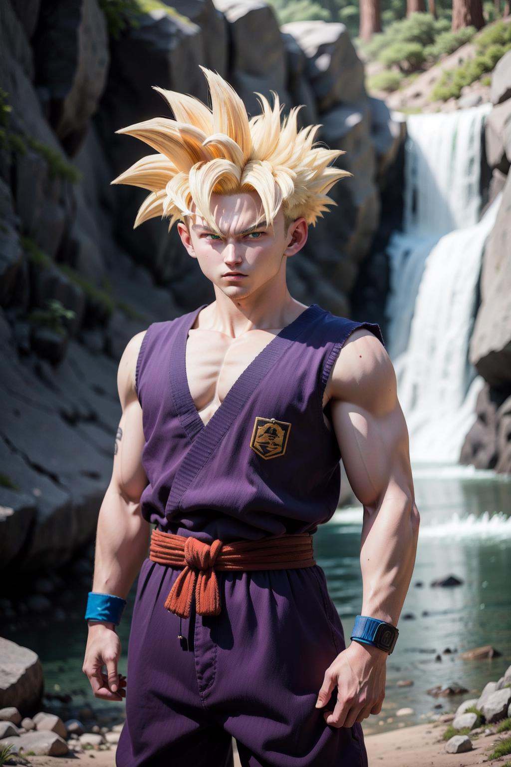 super saiyan,  1boy,  blonde hair by IndolentCat on Tensor.Art