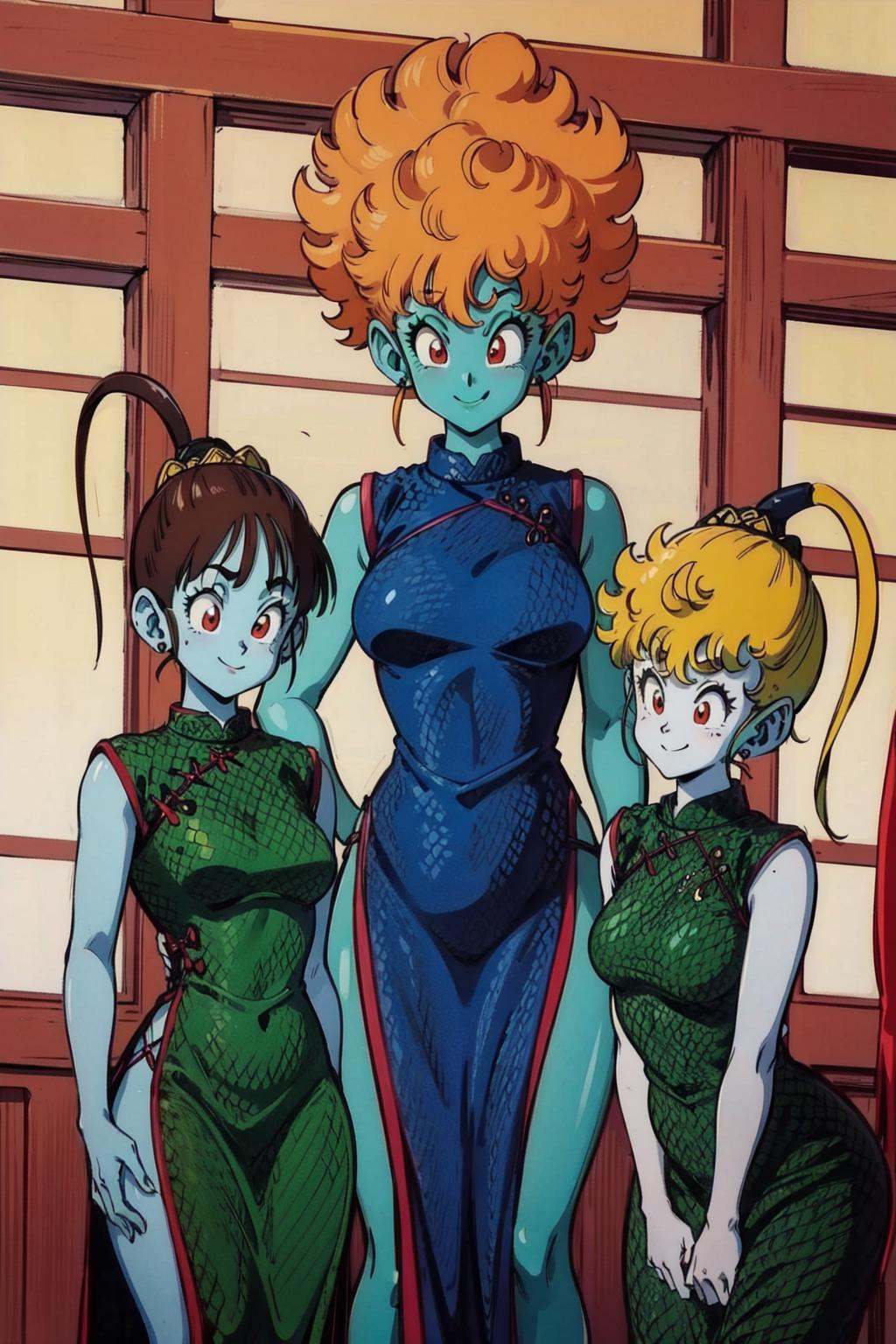 snkegirls,  3girls,  china dress on Tensor.Art
