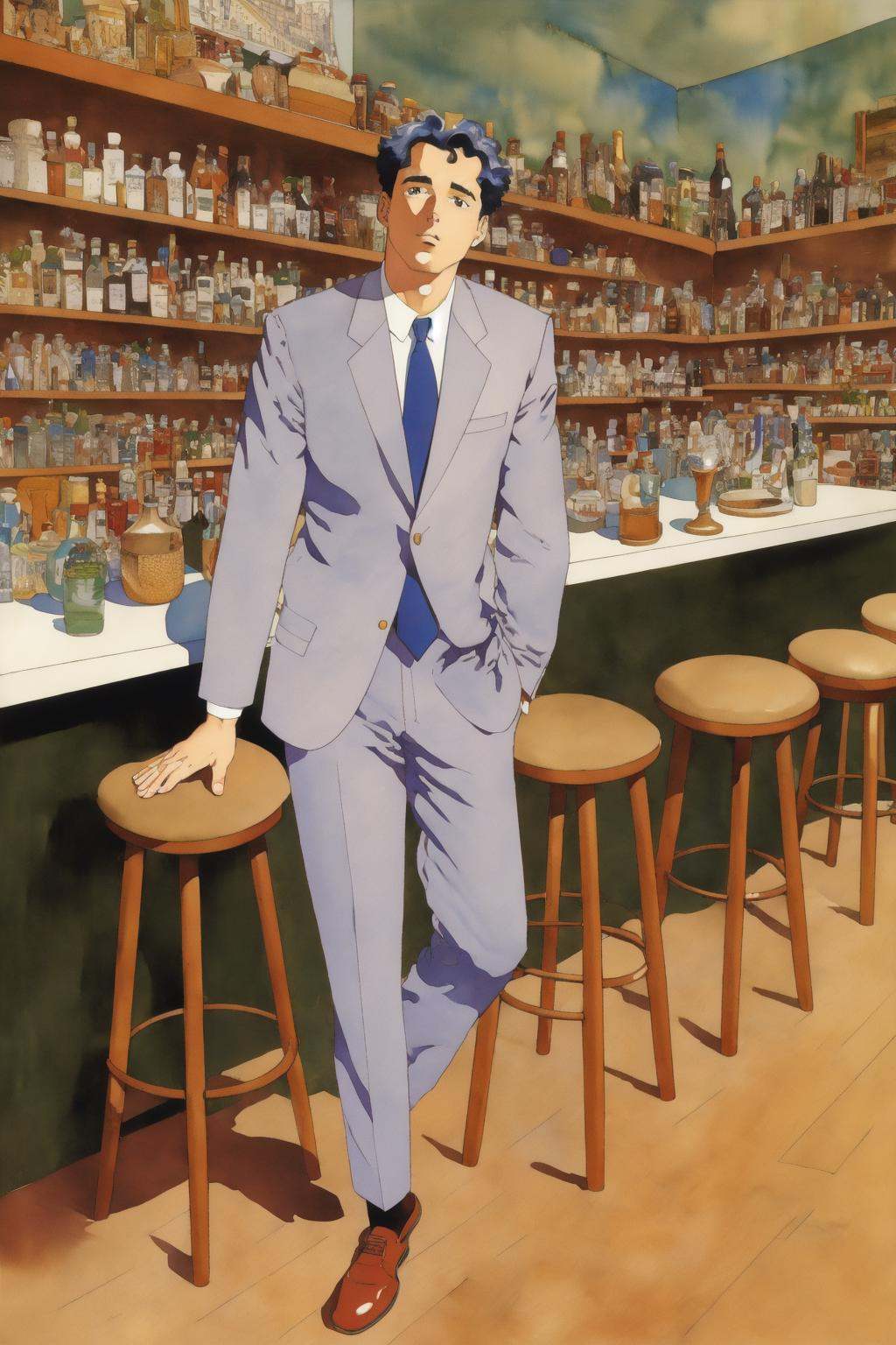 akihiro yamada,  1boy ,  grey suit on Tensor.Art