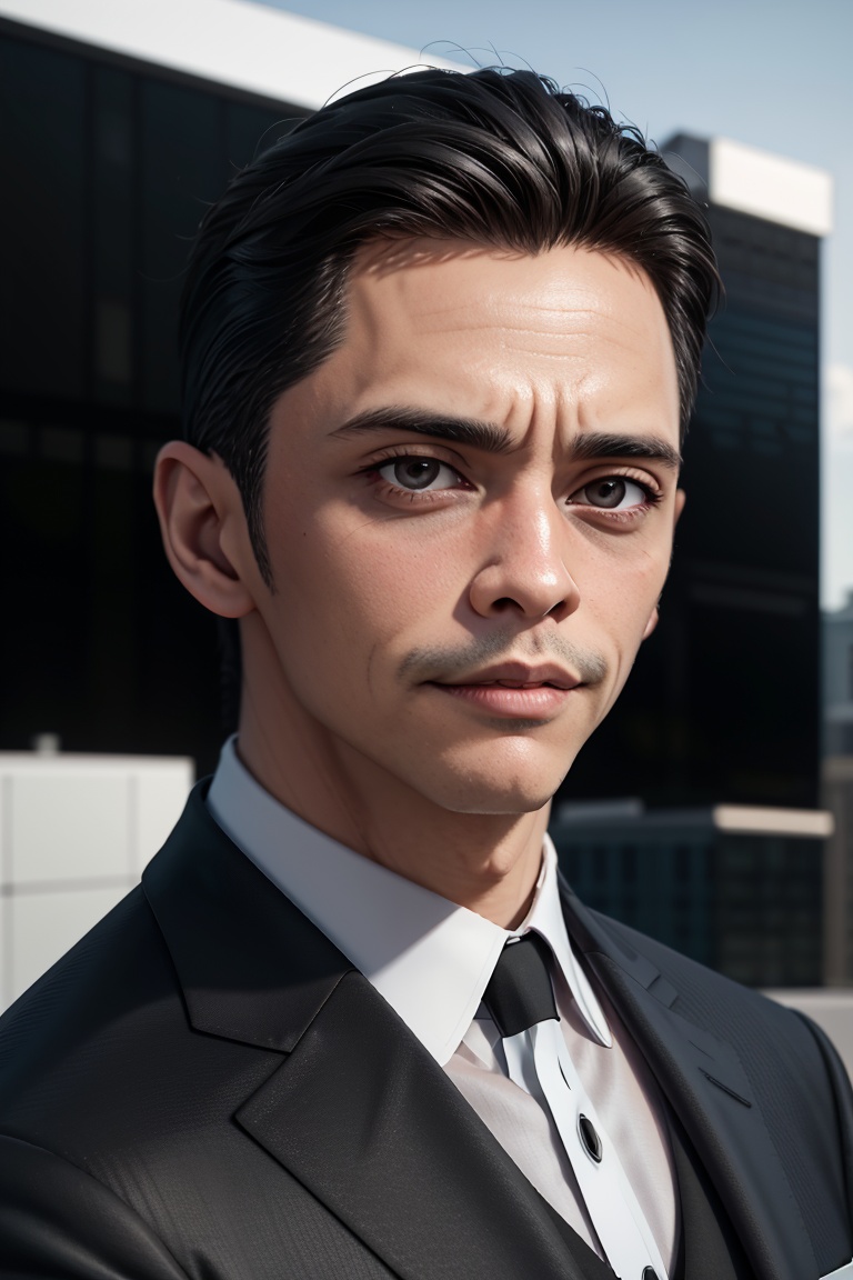 Realistic,  a half body Portrait of handsome Men ,  Pastel black outfit on Tensor.Art