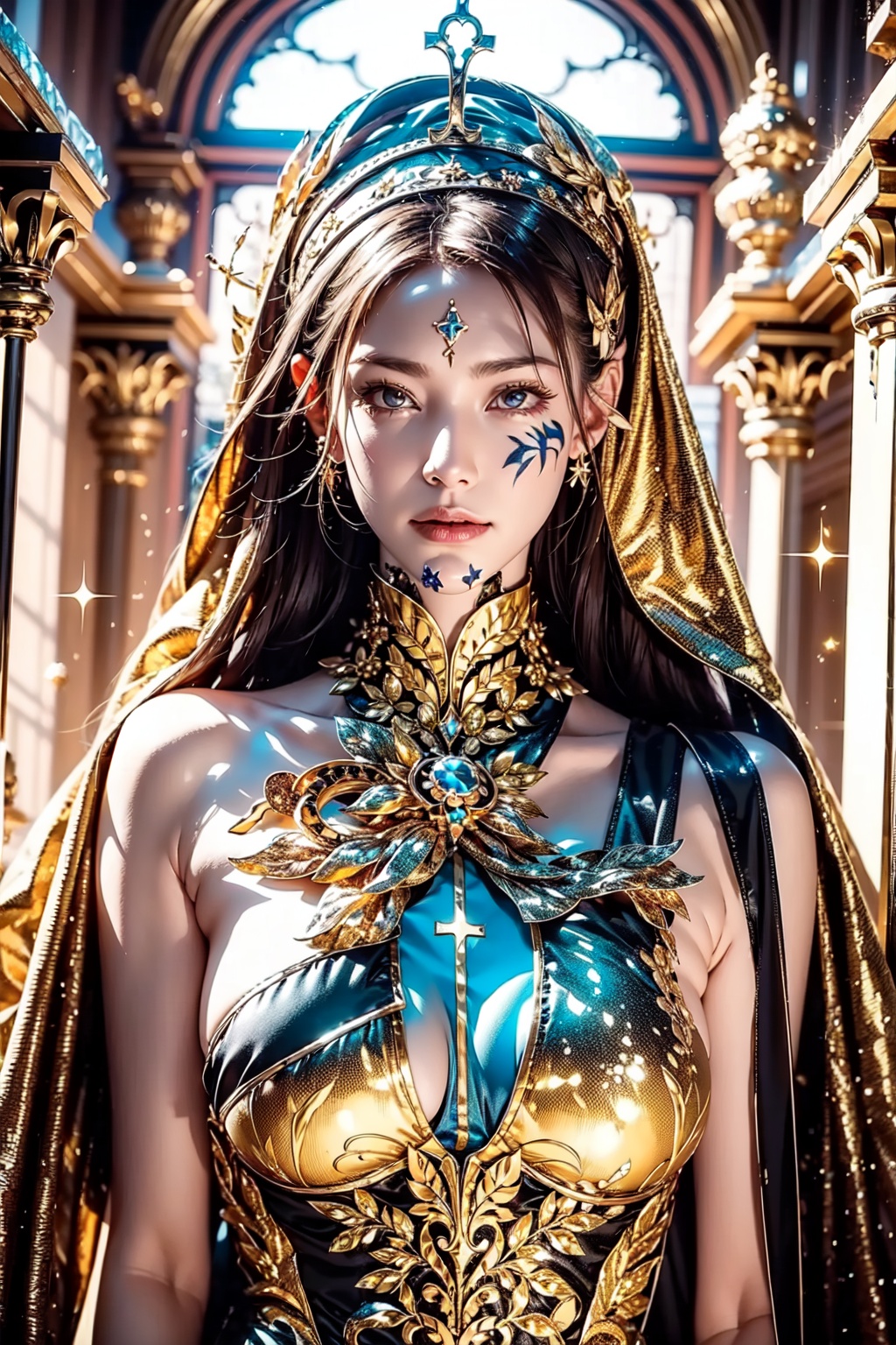 light tattoo,  upper body,  holy pattern bodysuit on Tensor.Art