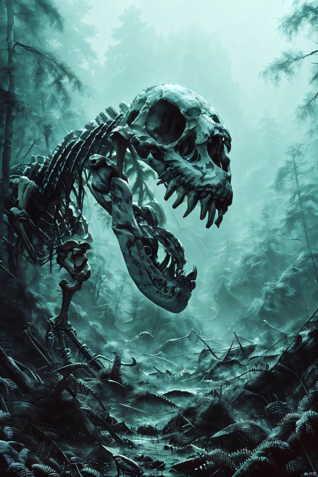 yijilinke

open mouth

monochrome

teeth

sharp teeth

forest

monster

skeleton

bone

