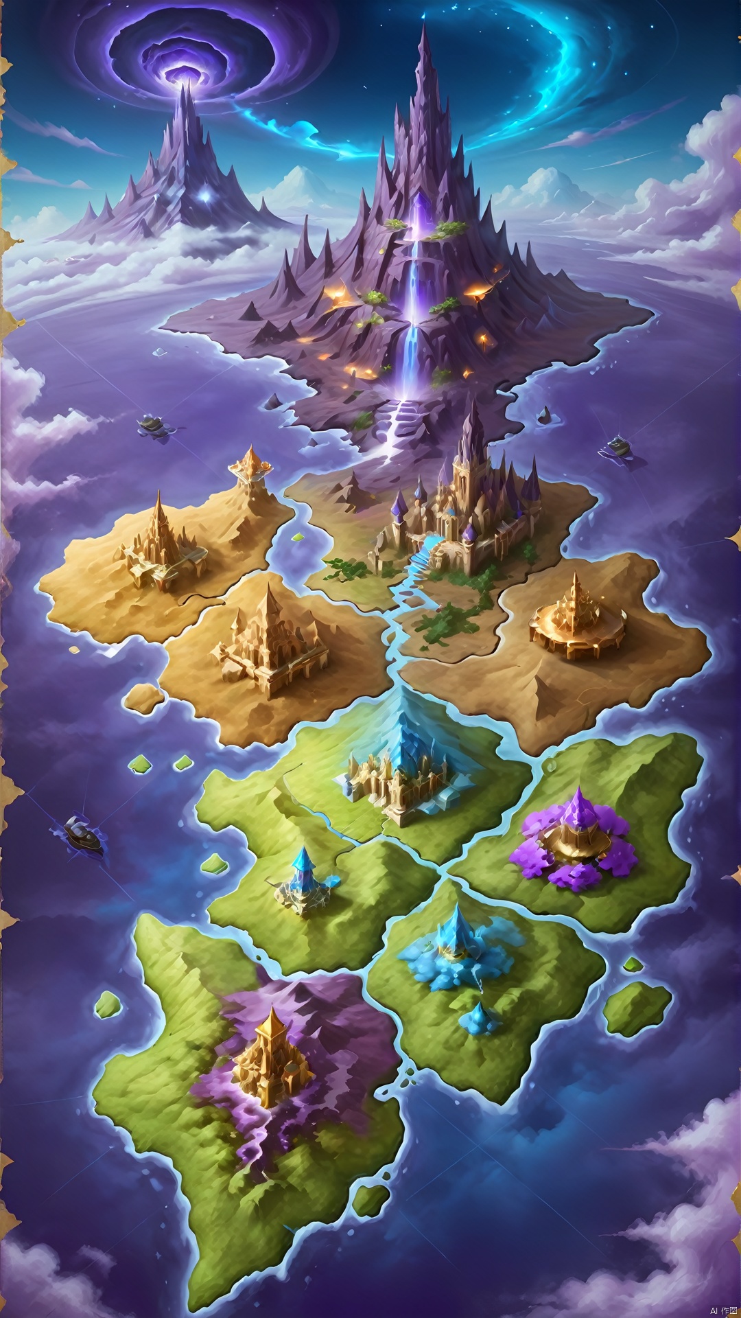  (fantasy style: 1.5) (world map) (bizarre mega tower across the sky: 1.5), adventurers intent on exploring, magical journeys, cosmic journeys, otherworldly mushrooms, purple flowers Skyscapes, indoor landscapes