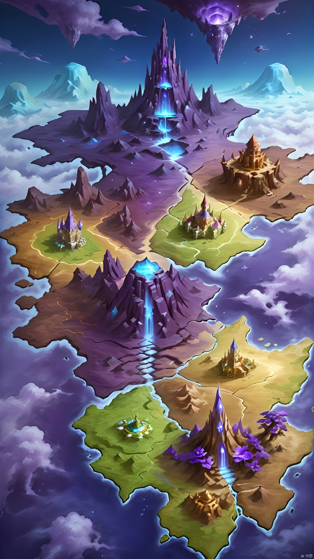  (fantasy style: 1.5) (world map) (bizarre mega tower across the sky: 1.5), adventurers intent on exploring, magical journeys, cosmic journeys, otherworldly mushrooms, purple flowers Skyscapes, indoor landscapes