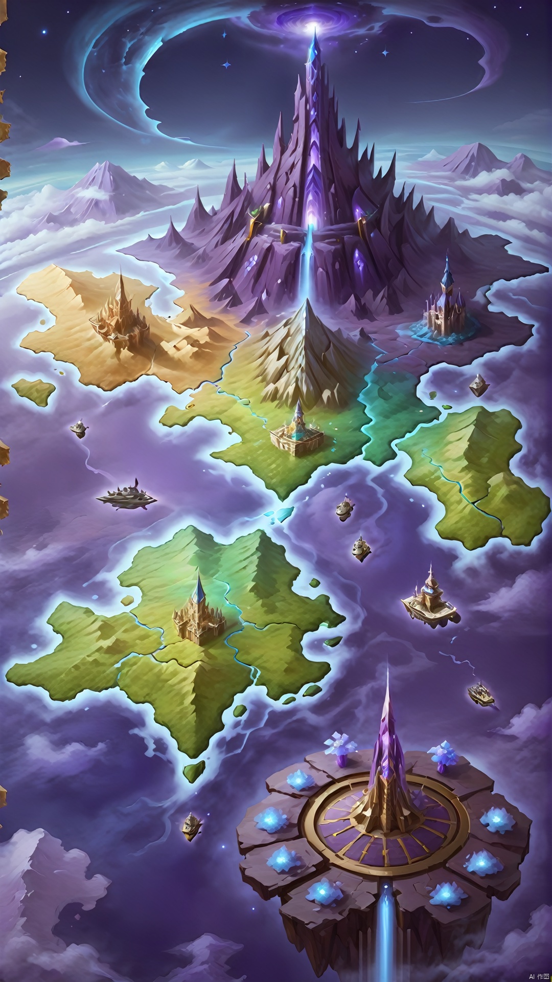  (fantasy style: 1.5) (world map) (bizarre mega tower across the sky: 1.5), adventurers intent on exploring, magical journeys, cosmic journeys, otherworldly mushrooms, purple flowers Skyscapes, indoor landscapes