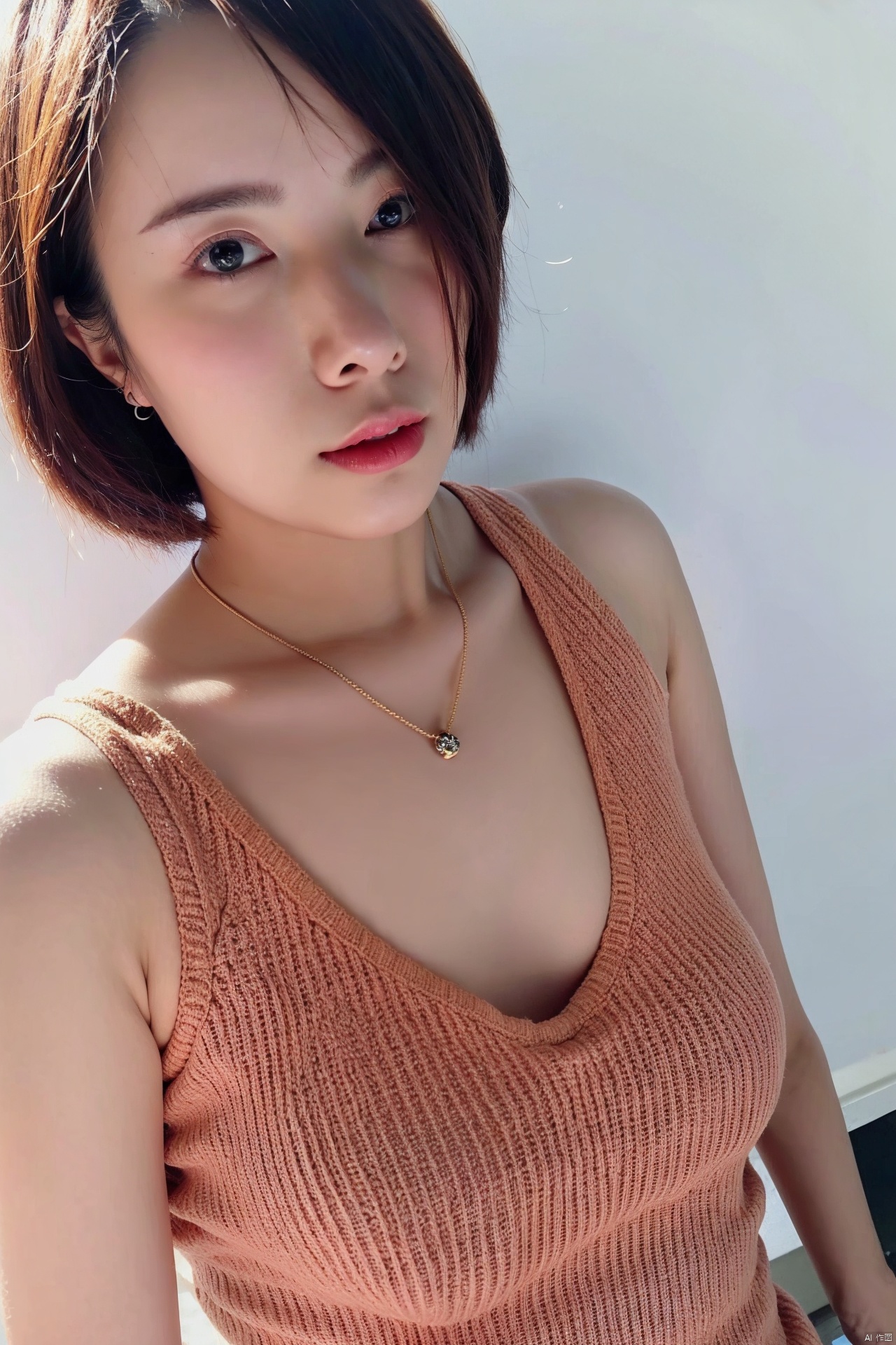  (masterpiece, 4k, best quality, highly detailed, 1girl, solo),1girl, jewelry, breasts, solo, earring, black hair, cleavage,dress, necklace, looking at viewer, dress, short hair,upper body, parted lips, rose, bangs, collarbone, grey background, big breasts, black eyes, pearl necklace, large breasts, see-through, hair between eyes, brown eyes, blush, midjourney, Colorful portraits, zuo, *****, lichun, xiaoyuer