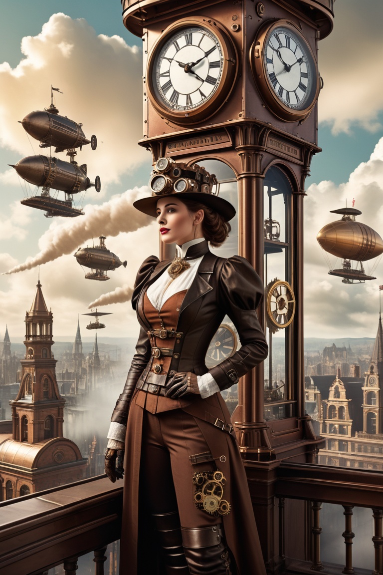 high quality,  8K Ultra HD,  Steampunk Time Voyager on Tensor.Art