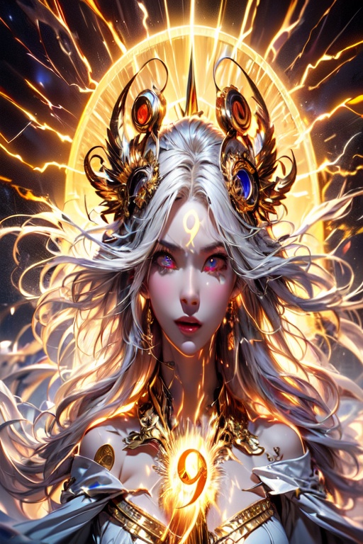 ((archangel)),  ((Arabic numeral 9 appears on forehead)),  ((glowing eyes)) on Tensor.Art