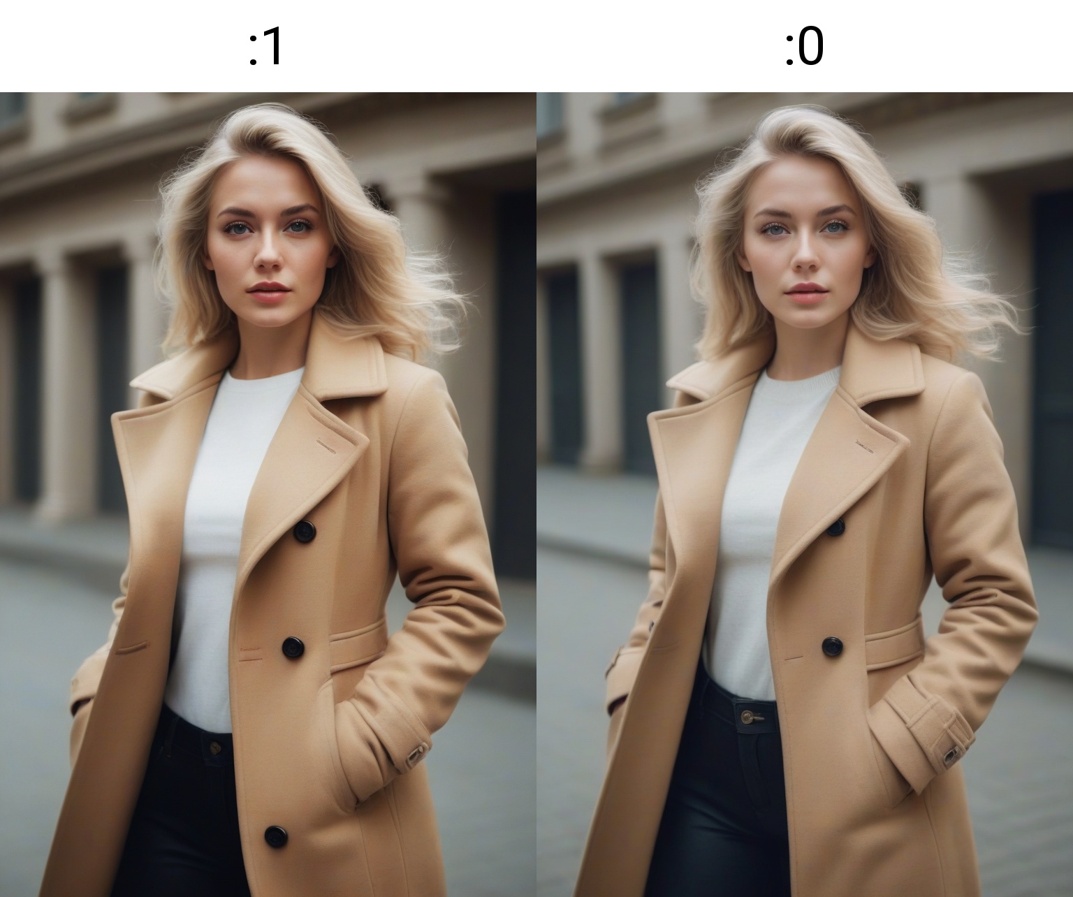 Beautiful woman wearing coat,  blonde hair,  analog photograph on Tensor.Art