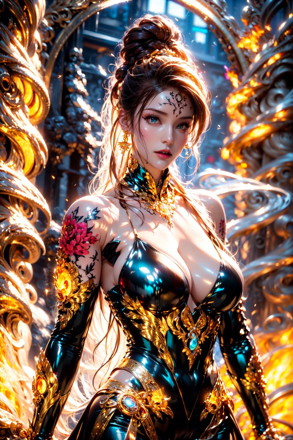 (((vampire))),  (((glowing tattoo))),  (((fire))) on Tensor.Art