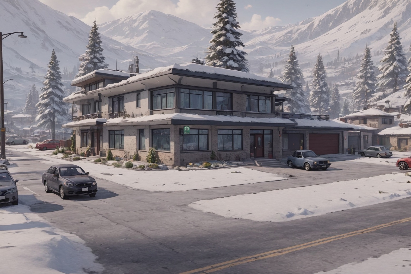 a beautiful resort center,  modern style house,  no wood house on Tensor.Art