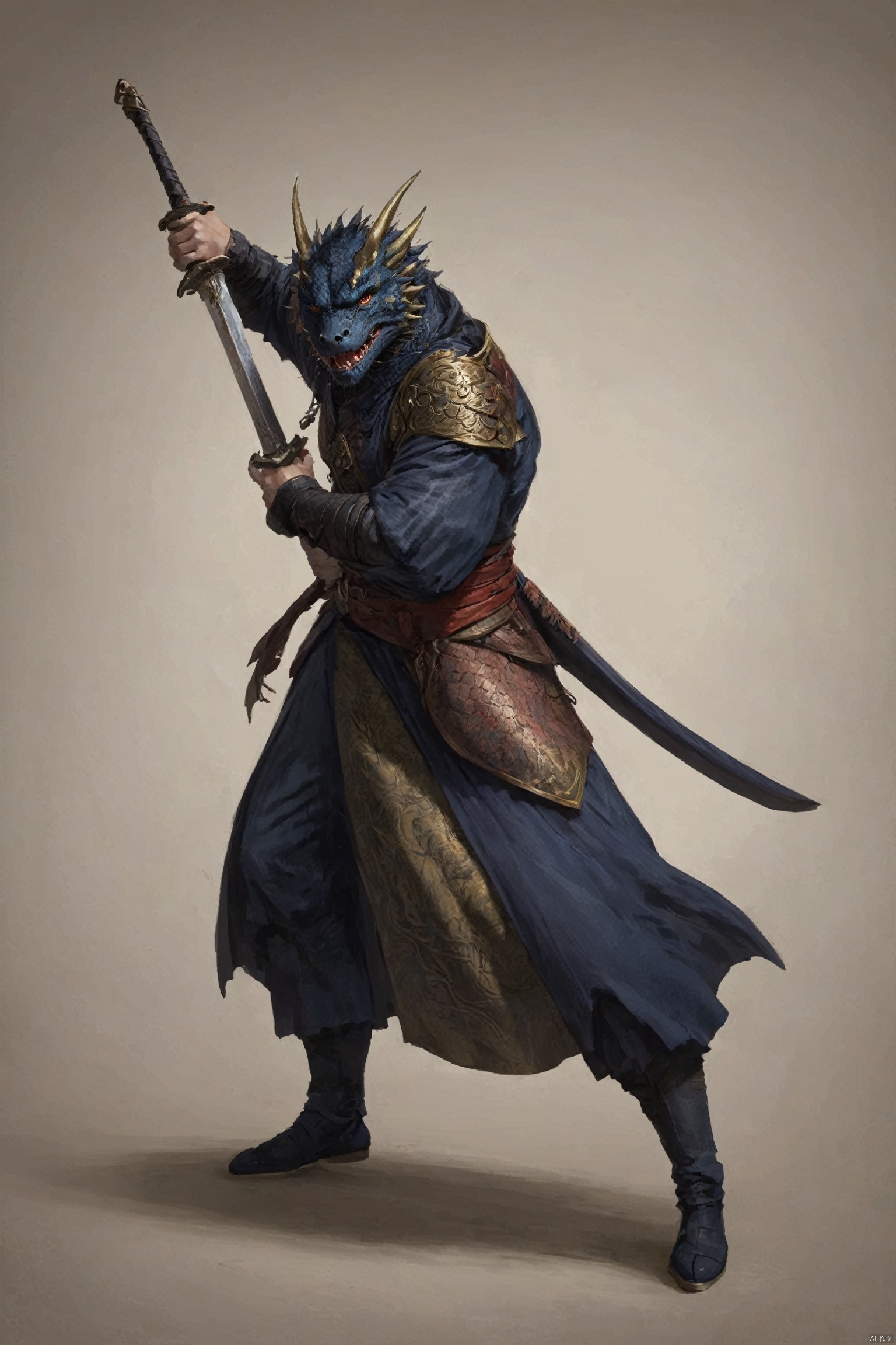  solo,mature,incredibly absurdres,absurdres,realistic,full_shot, Dragon pattern, Swordsman_knife