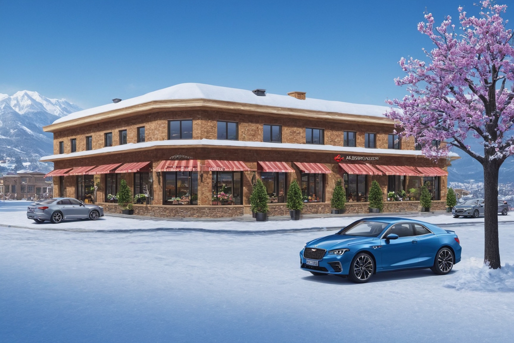 ((Hyper-Realistic)) photo of resort center,  outdoors,  middle size on Tensor.Art