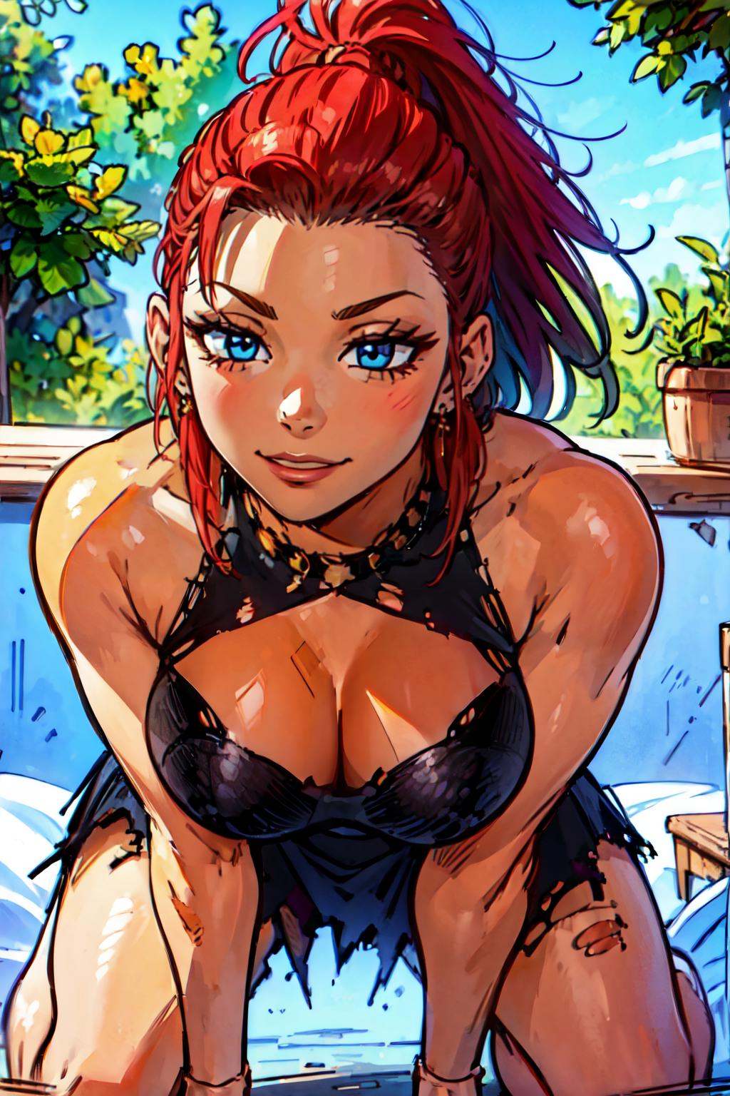 ((upper body,  kneeling,  a womanon a bed)) on Tensor.Art