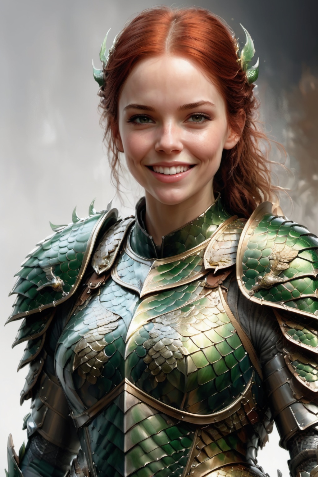 digital illustration of female american soldier,  wearing dragon armor,  masterpiece on Tensor.Art