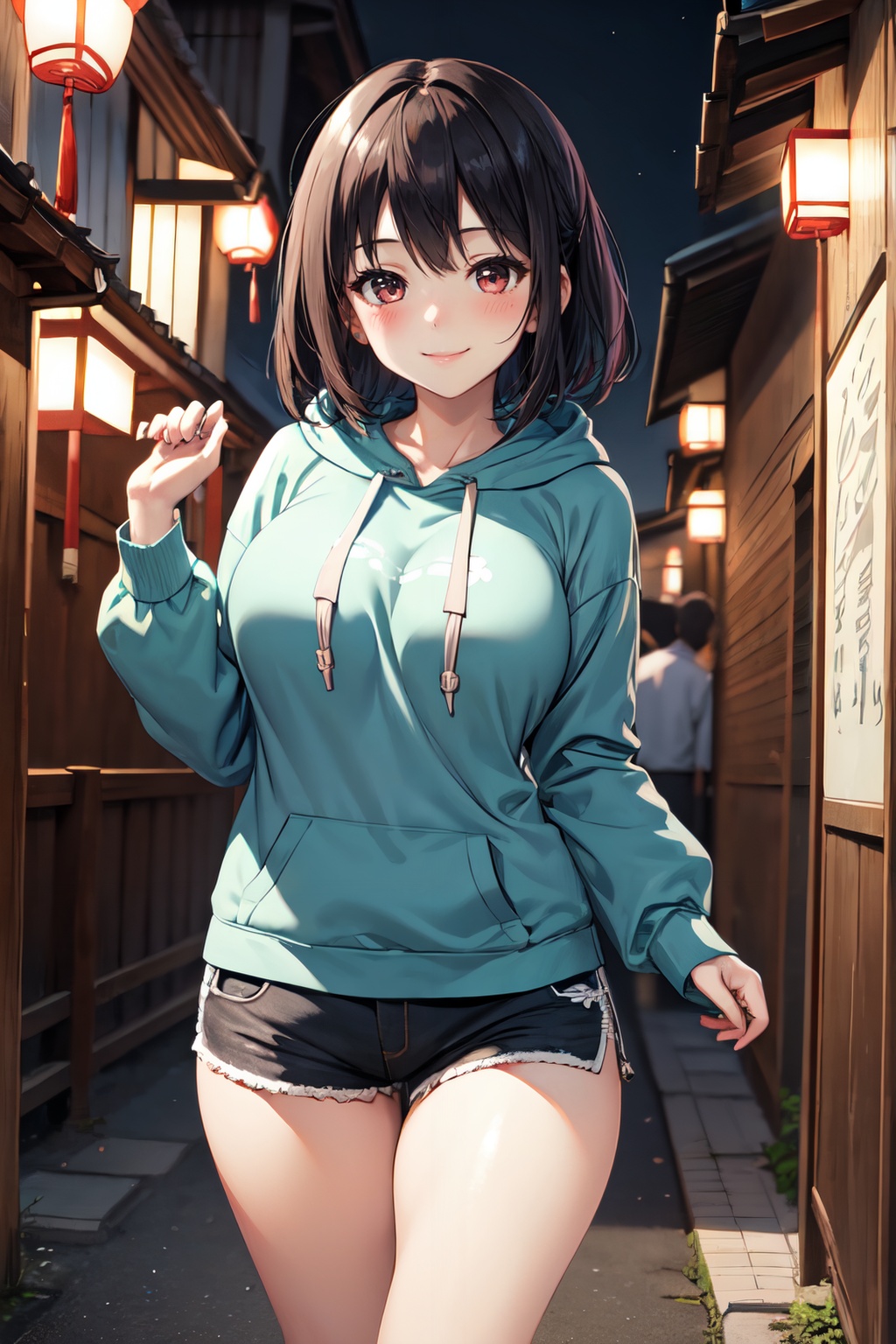 1 girl,  solo,  hoodie on Tensor.Art