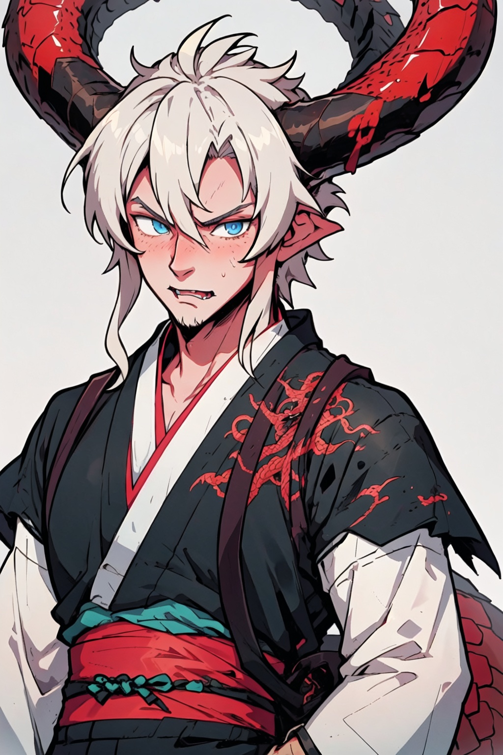 Hanfu_Dragon_Boy,  1male,  very short white hair on Tensor.Art
