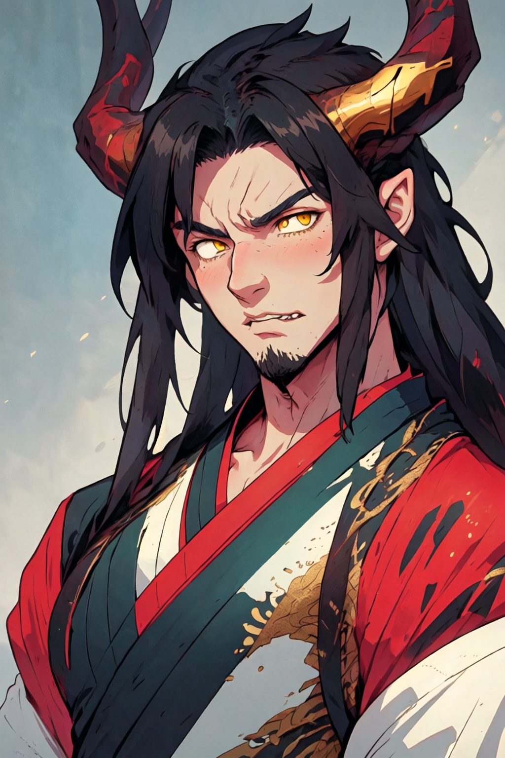Hanfu_Dragon_Boy,  1male,  very long black hair on Tensor.Art