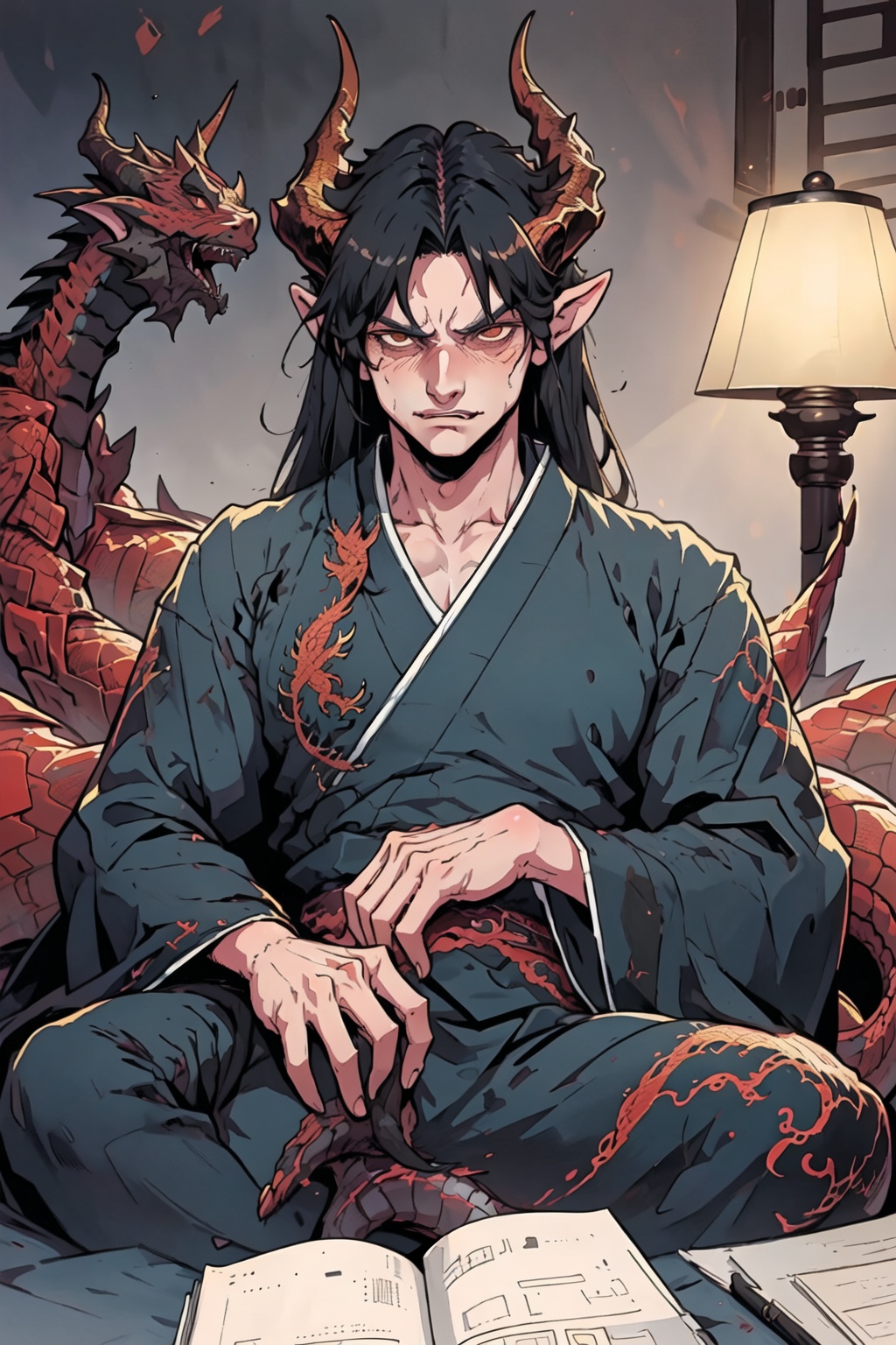 Hanfu_Dragon_Boy,  1male,  Dragon horns on Tensor.Art