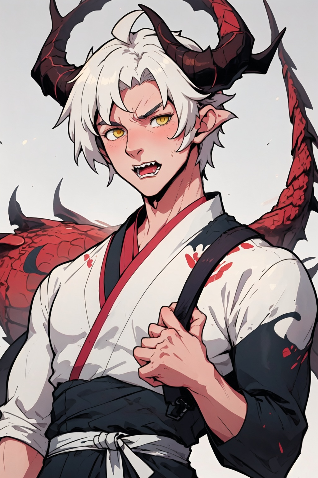 Hanfu_Dragon_Boy,  1male,  very short white hair on Tensor.Art