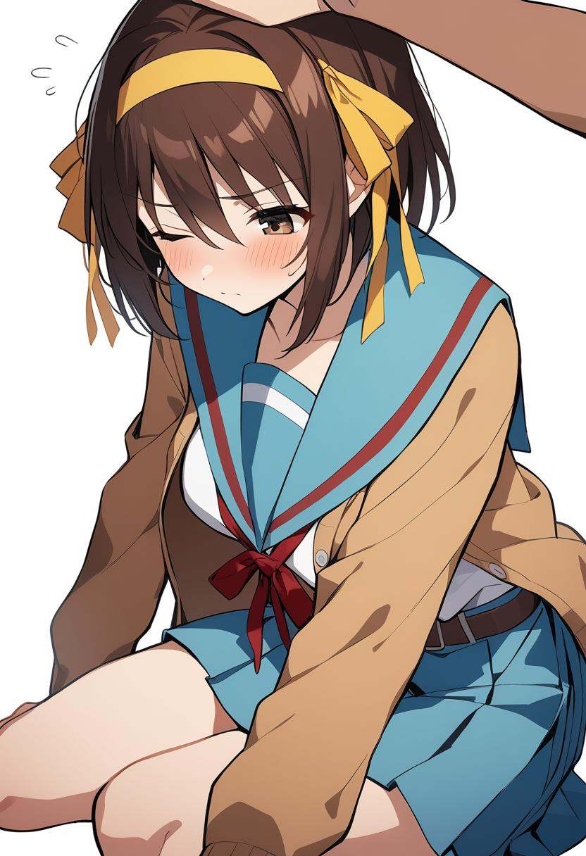 1girl,  suzumiya haruhi,  belt on Tensor.Art