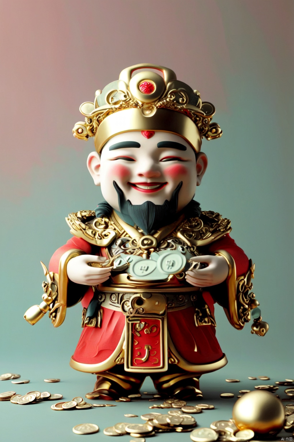  q-version,God of Wealth,money, smile,lovely