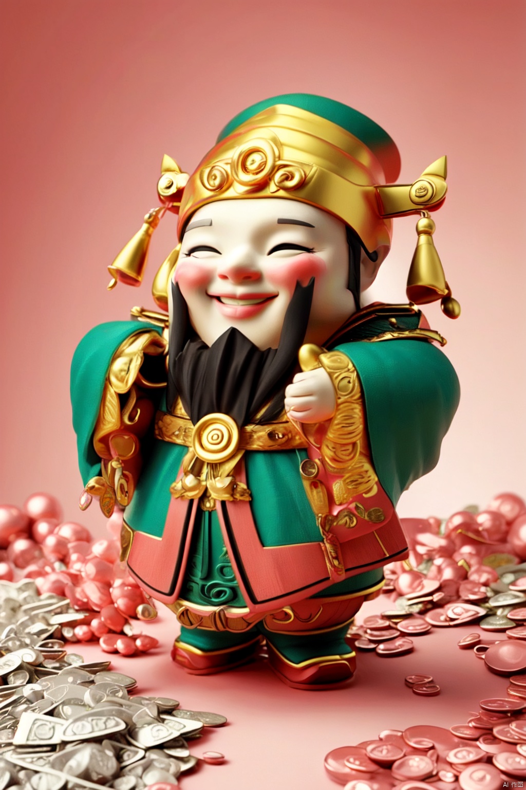  q-version,God of Wealth,money, smile