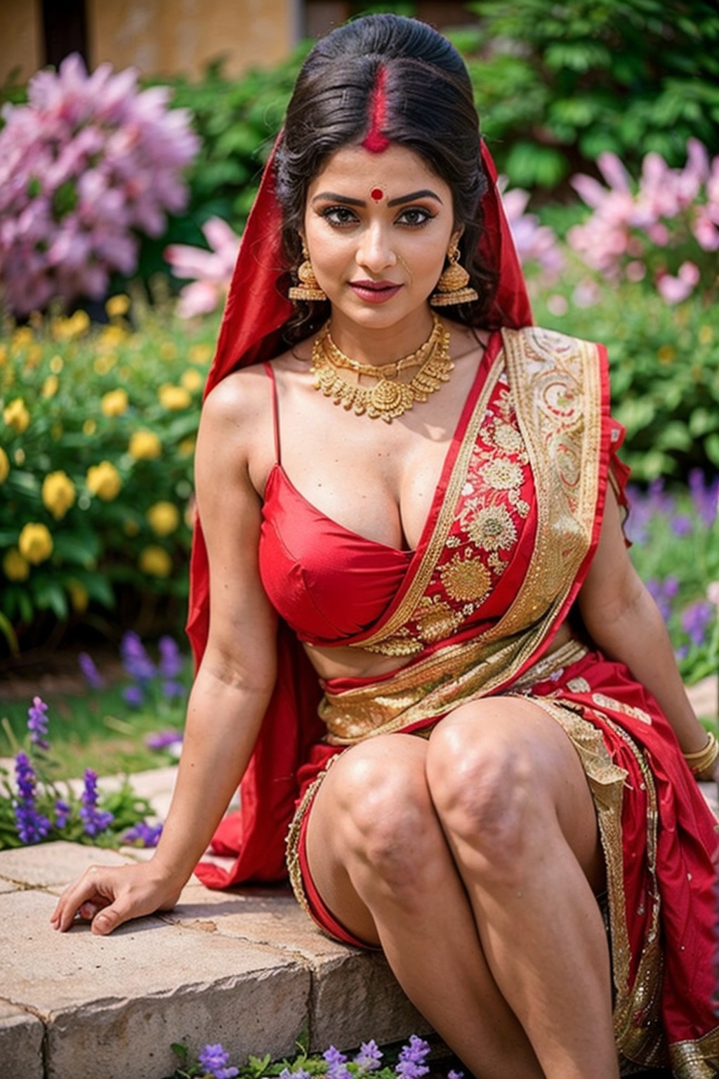 Close-up professional photography,  indian bride ((sindoor on hair partings,  sindur)) on Tensor.Art