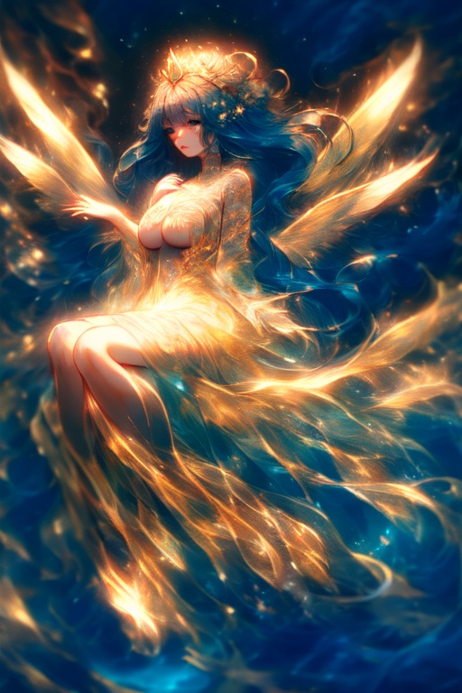 Solo fairy with wings and wavy hair ,  beauty,  nude on Tensor.Art