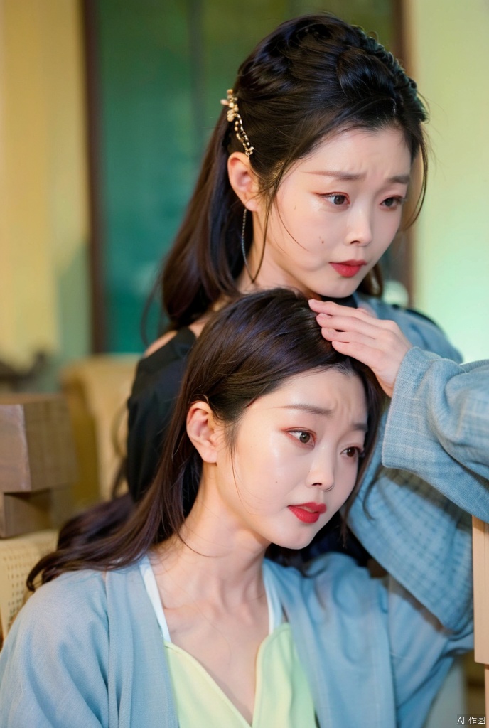 Cool color image:1.5.
A very mature Asian woman, 